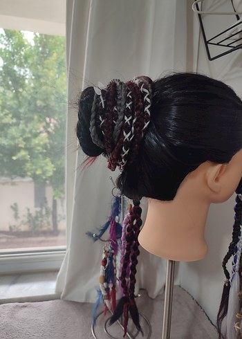 Kızıl Gri Örgülü Saç Aksesuarı - Görsel 19