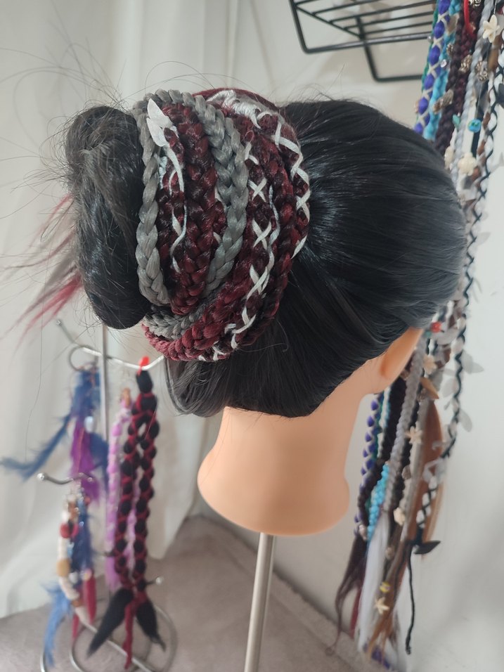Kızıl Gri Örgülü Saç Aksesuarı - Görsel 5