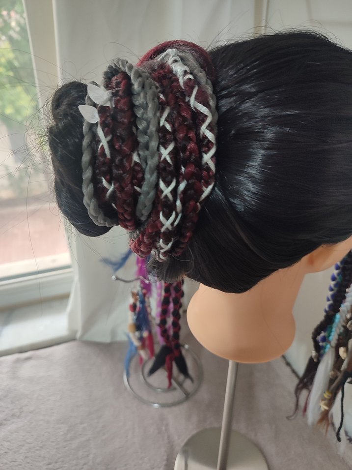Kızıl Gri Örgülü Saç Aksesuarı - Görsel 4