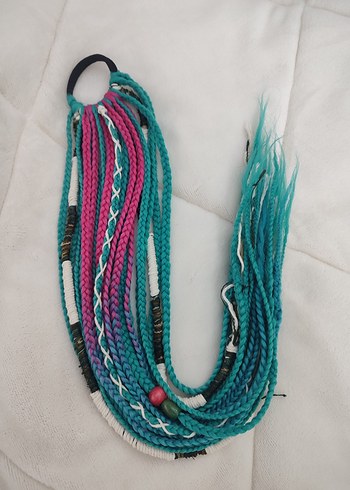 Renkli Püsküllü Bohem Örgülü Saç Aksesuarı - Görsel 14