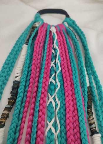 Renkli Püsküllü Bohem Örgülü Saç Aksesuarı - Görsel 9