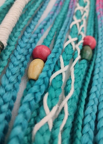 Renkli Püsküllü Bohem Örgülü Saç Aksesuarı - Görsel 11