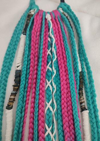 Renkli Püsküllü Bohem Örgülü Saç Aksesuarı - Görsel 6