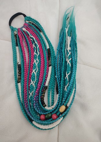 Renkli Püsküllü Bohem Örgülü Saç Aksesuarı - Görsel 10