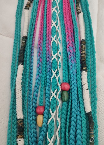 Renkli Püsküllü Bohem Örgülü Saç Aksesuarı - Görsel 12