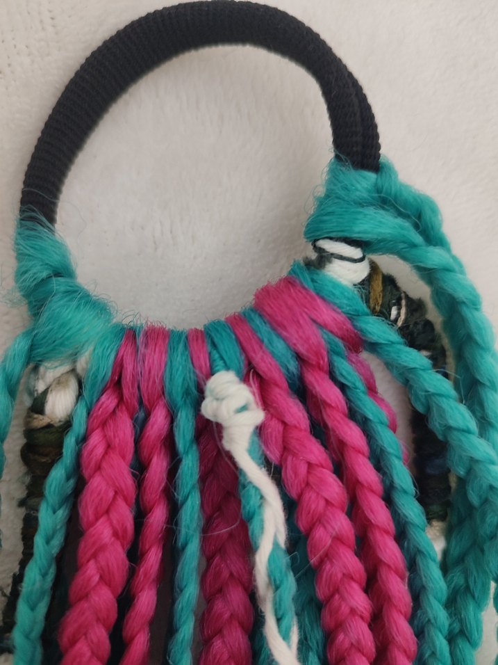 Renkli Püsküllü Bohem Örgülü Saç Aksesuarı - Görsel 5