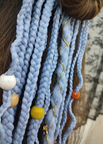 Boncuklu Örgülü Bohem Saç Aksesuarı - Görsel 15