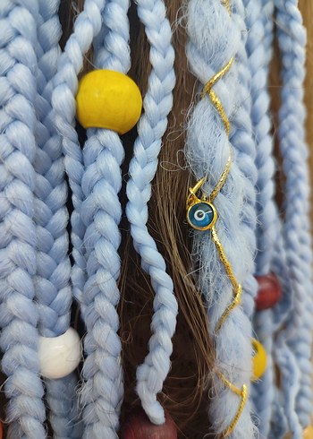 Boncuklu Örgülü Bohem Saç Aksesuarı - Görsel 4