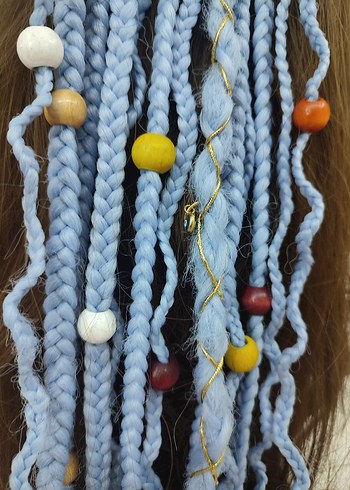 Boncuklu Örgülü Bohem Saç Aksesuarı - Görsel 16