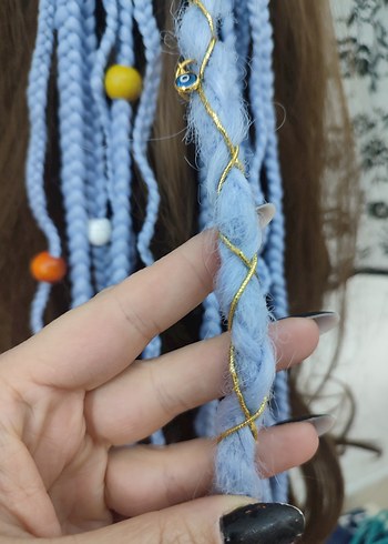 Boncuklu Örgülü Bohem Saç Aksesuarı - Görsel 2