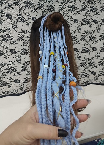 Boncuklu Örgülü Bohem Saç Aksesuarı - Görsel 6