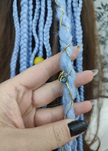 Boncuklu Örgülü Bohem Saç Aksesuarı - Görsel 3