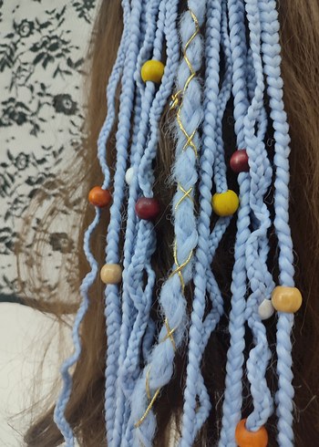 Boncuklu Örgülü Bohem Saç Aksesuarı - Görsel 5