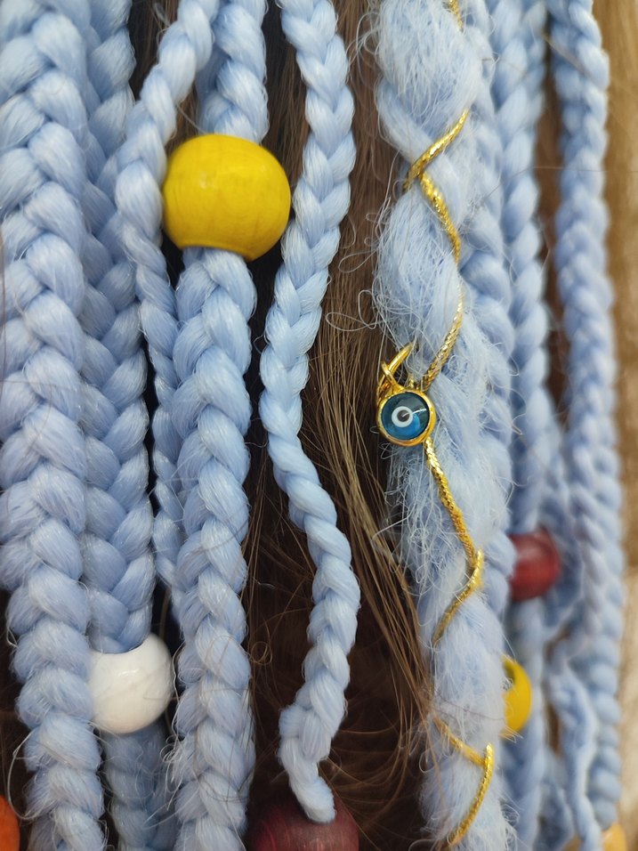 Boncuklu Örgülü Bohem Saç Aksesuarı - Görsel 4