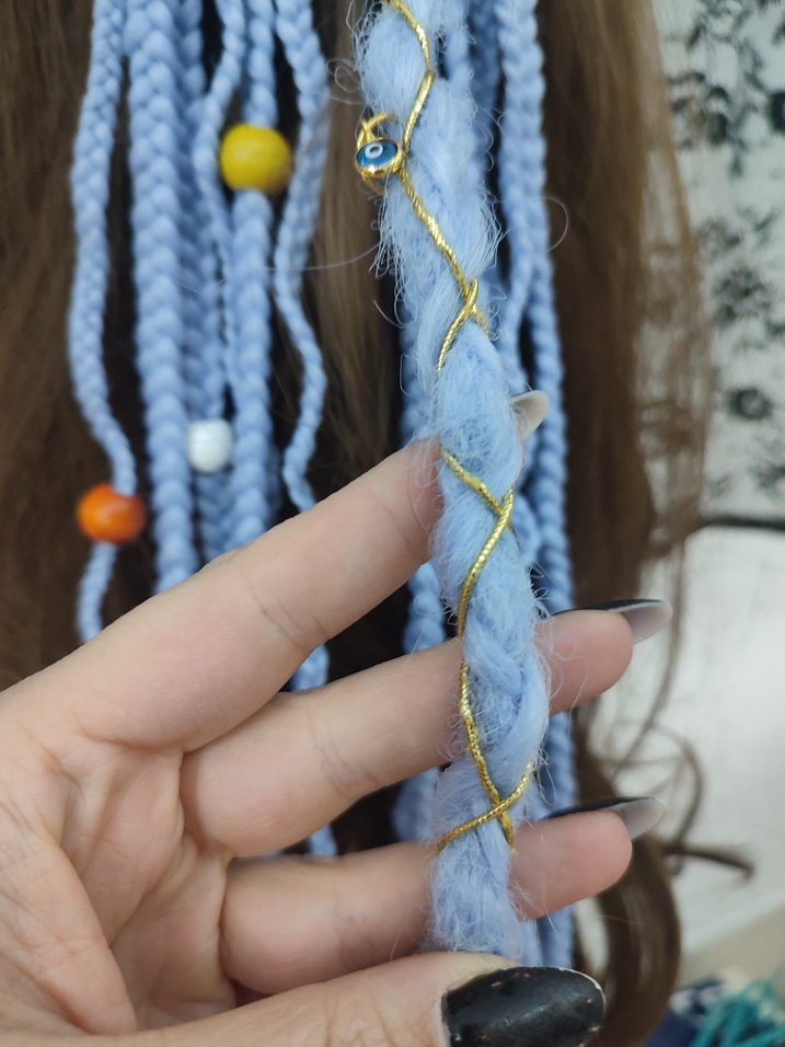 Boncuklu Örgülü Bohem Saç Aksesuarı - Görsel 2