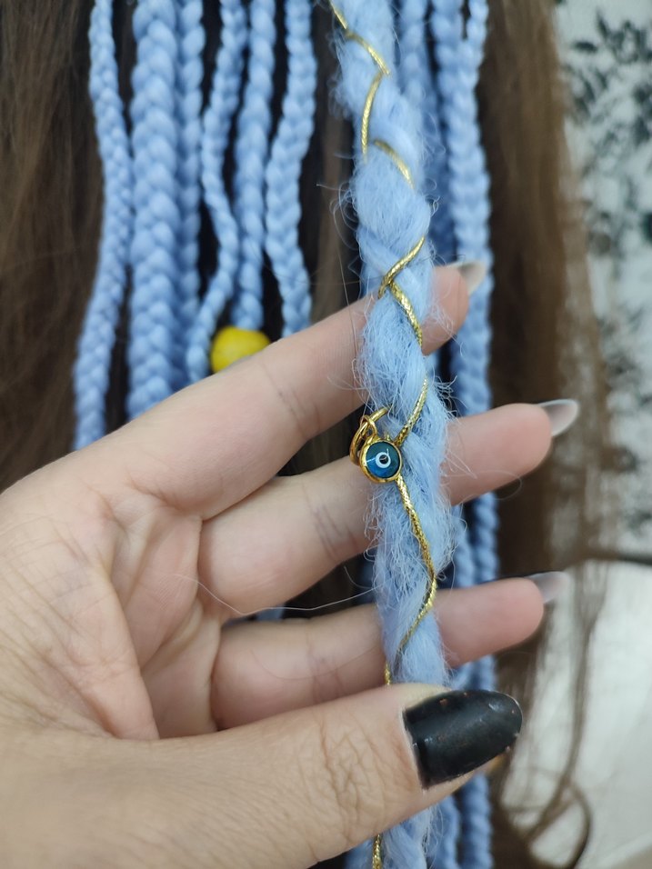 Boncuklu Örgülü Bohem Saç Aksesuarı - Görsel 3