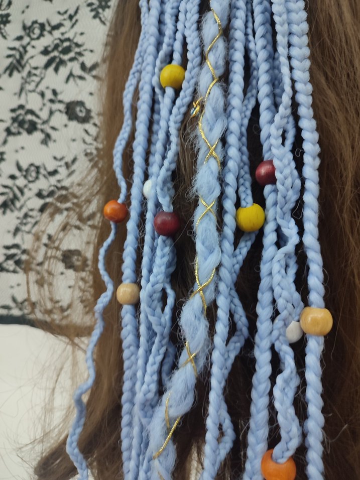 Boncuklu Örgülü Bohem Saç Aksesuarı - Görsel 5