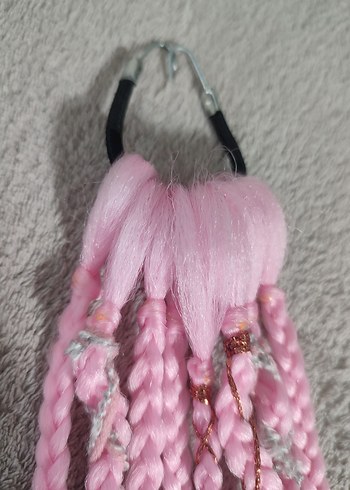 Pembe Örgülü Bohem Saç Aksesuarı - Görsel 2