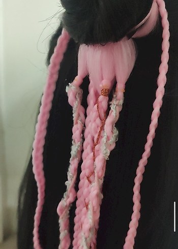 Pembe Örgülü Bohem Saç Aksesuarı - Görsel 10