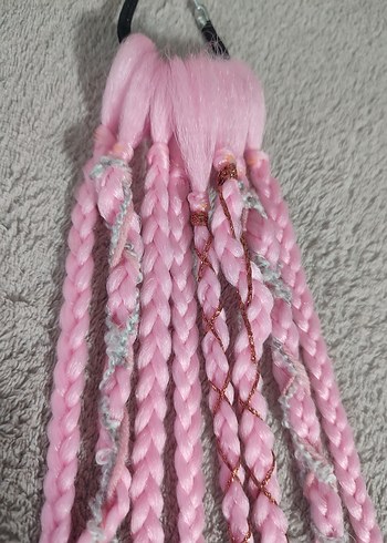 Pembe Örgülü Bohem Saç Aksesuarı - Görsel 3