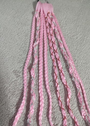 Pembe Örgülü Bohem Saç Aksesuarı - Görsel 5