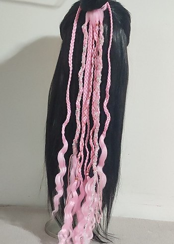 Pembe Örgülü Bohem Saç Aksesuarı - Görsel 8