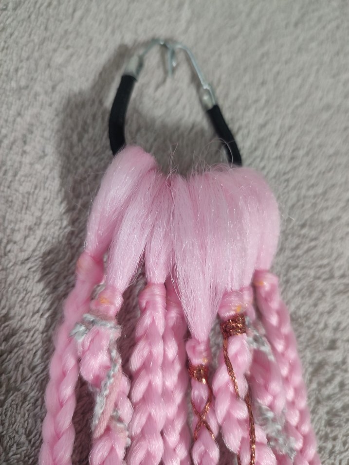 Pembe Örgülü Bohem Saç Aksesuarı - Görsel 2