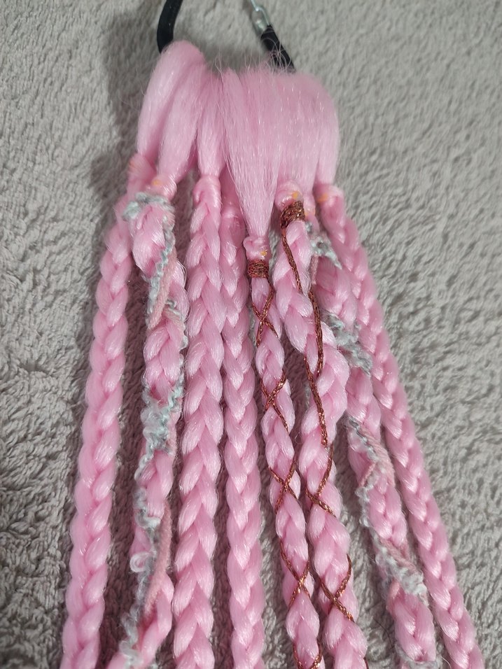 Pembe Örgülü Bohem Saç Aksesuarı - Görsel 3