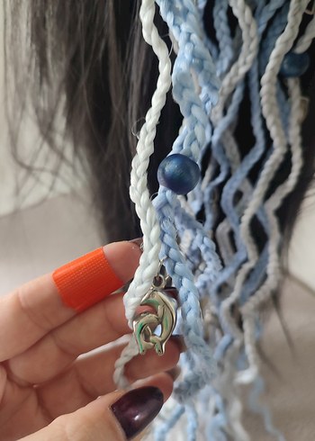 Pastel Mavi Örgü Saç Aksesuarı - Görsel 10