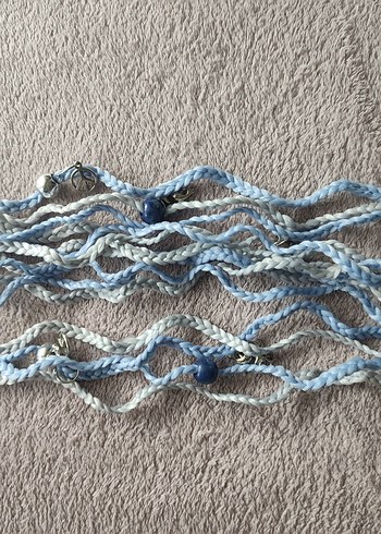 Pastel Mavi Örgü Saç Aksesuarı - Görsel 5