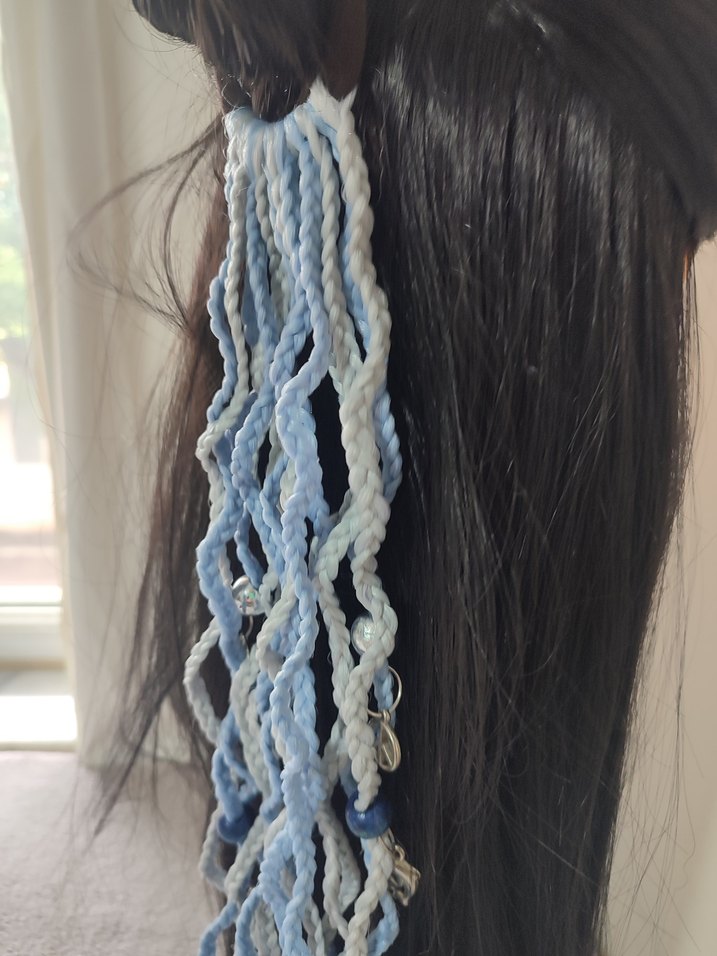 Pastel Mavi Örgü Saç Aksesuarı - Görsel 2