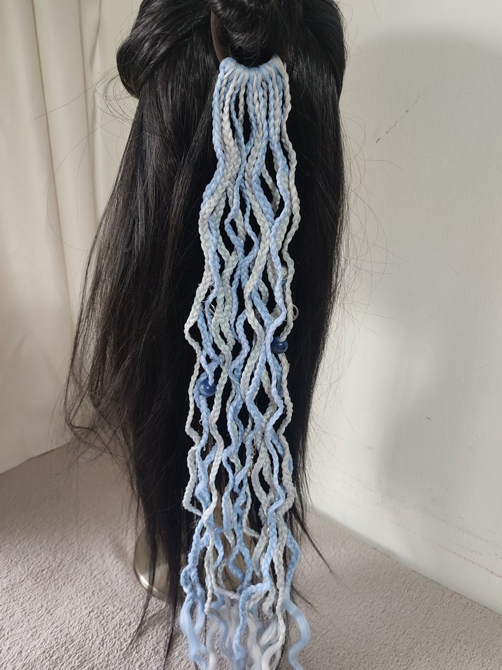 Pastel Mavi Örgü Saç Aksesuarı - Görsel 3
