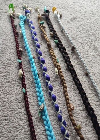 Boncuklu Renkli Örgü Saç Küpeleri - Görsel 3