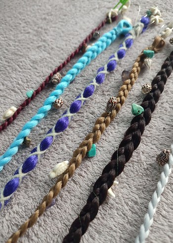 Boncuklu Renkli Örgü Saç Küpeleri - Görsel 2