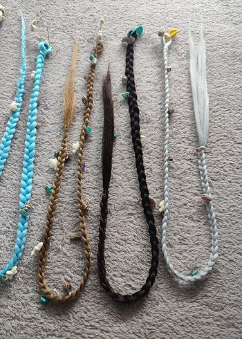 Boncuklu Renkli Örgü Saç Küpeleri - Görsel 8