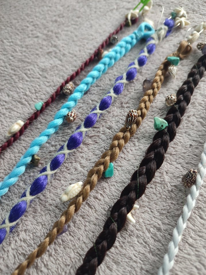 Boncuklu Renkli Örgü Saç Küpeleri - Görsel 2