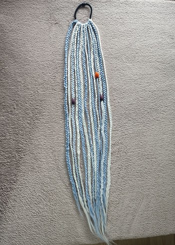 Bohem Püsküllü Mavi Örgü Saç Aksesuarı - Görsel 15