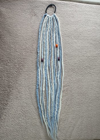 Bohem Püsküllü Mavi Örgü Saç Aksesuarı - Görsel 14