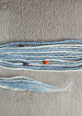 Bohem Püsküllü Mavi Örgü Saç Aksesuarı - Görsel 8