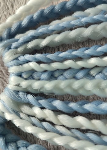 Bohem Püsküllü Mavi Örgü Saç Aksesuarı - Görsel 12