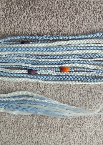 Bohem Püsküllü Mavi Örgü Saç Aksesuarı - Görsel 7