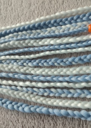 Bohem Püsküllü Mavi Örgü Saç Aksesuarı - Görsel 13