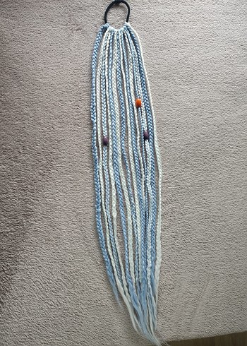 Bohem Püsküllü Mavi Örgü Saç Aksesuarı - Görsel 16