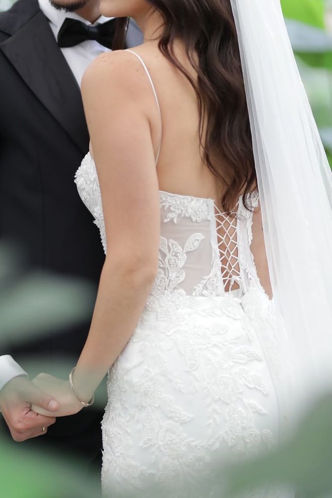 İnce Askılı Beyaz Denizkızı Gelinlik - Görsel 3