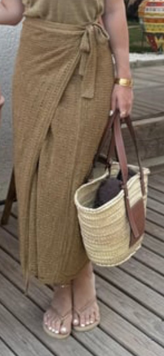 Bohem Tarzı Kahverengi Uzun Örme Etek - Görsel 4