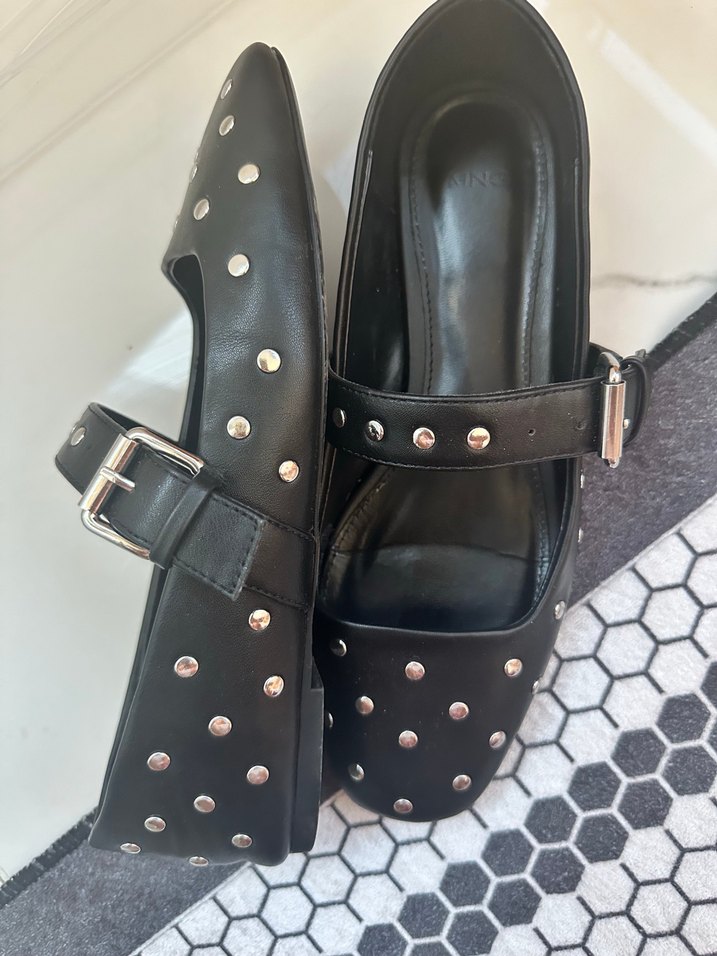 MANGO Tokalı Siyah  Kadın Babet - Görsel 3