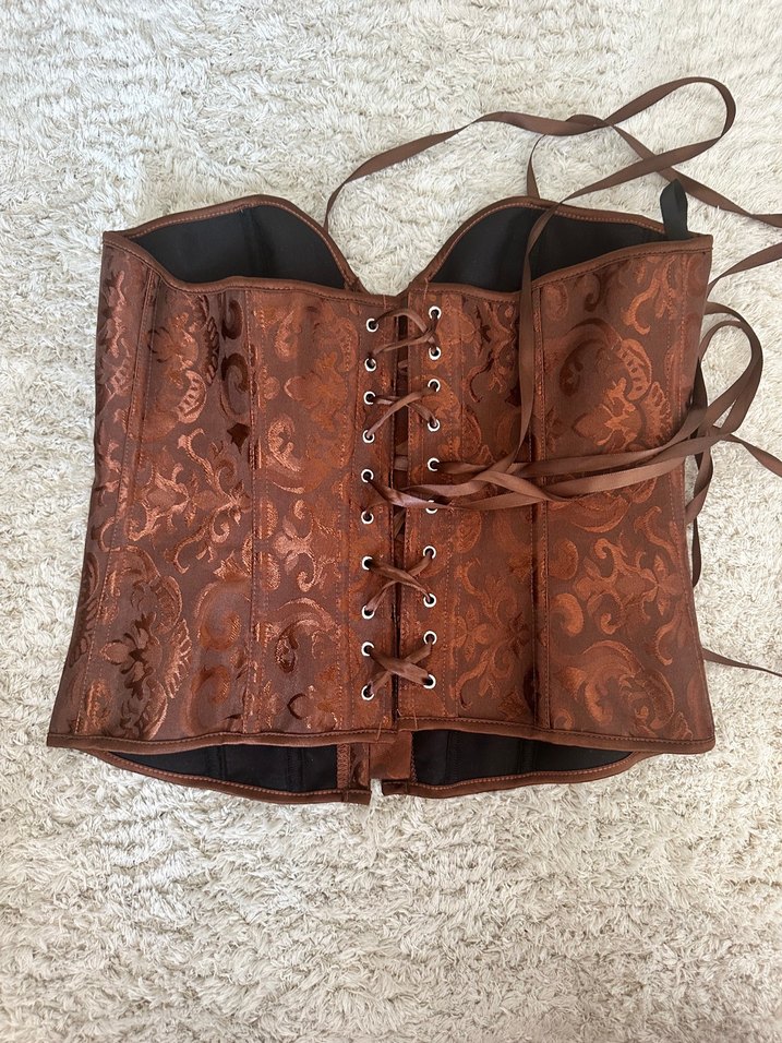 Kahverengi Nakışlı Deri Bantlı Büstiyer - Görsel 2