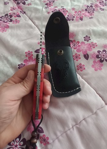 Kırmızı Katlanır Bıçak ve Kılıfı n690 - Görsel 4