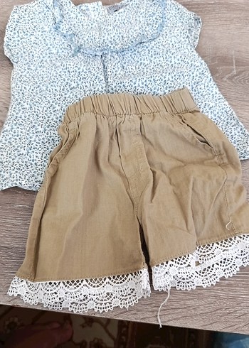 Dantel Detaylı Kız Bebek Bej Takım