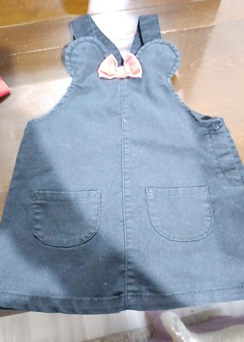Kız Çocuk Gri Denim Askılı Elbise